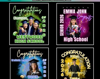 Plantilla editable de Canva para camisetas personalizadas estilo bootleg, Clase de 2026, Camisetas de graduación, Camiseta personalizada para estudiantes de último año (80 diseños), Camiseta con foto, Descarga digital