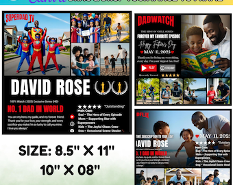10 + Dadflix Vatertag Canva Template Bundle, glücklicher Vatertag Vorlage, Dadflix Film Fotocollage, Geschenk für Opa, Vatertagsgeschenk