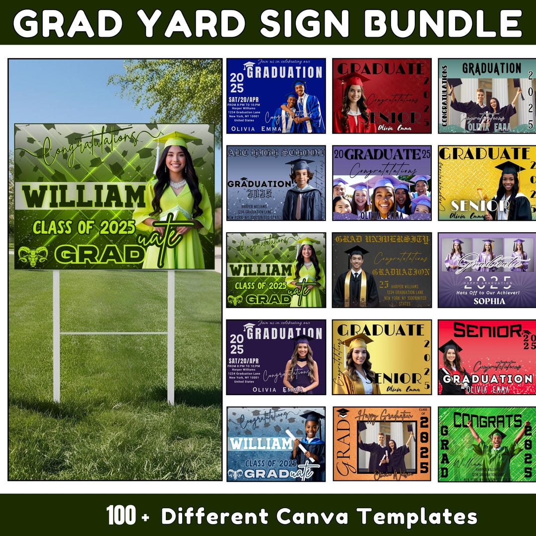 100+ Graduation Yard Sign Canva Editable Templates, 2026 Senior Yard ...