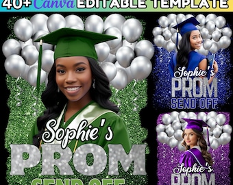 40+ Prom Send Off 2025 Canva Editable Bundle, High School Graduation Canva, School Canva Template, Custom Grad Fan, Graduation T Shirt 2025
