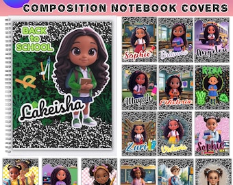 Pacchetto di oltre 40 copertine per quaderni a spirale, design per quaderni a spirale Canva, quaderni a spirale personalizzati, copertina per quaderni a spirale, ritorno a scuola