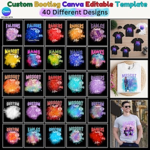 40 Custom Bootleg Canva Editable Template, Bootleg Canva Template, Custom Bootleg Design, Canva Shirt Design, 90s T-Shirt Photo Collage PNG