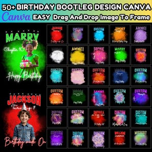 Kids Birthday Bootleg Canva Editable Templates, Kids Custom Birthday Designs, 50+ Sports bootleg Template, Digital Download, Drag Your Image