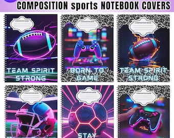 45+ Copertina per quaderno a tema sportivo per ragazzi, Copertina per quaderno a tema Canva Mega Bundle, Copertina per quaderno a spirale personalizzata, Ritorno a scuola