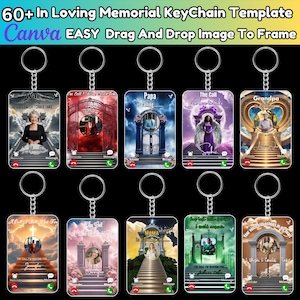 60+ In My Loving Memorial Keychain Canva Editable Template Bundle, Phone Call from Heaven, The Call I Wish I Could Take, Drag and drop Image