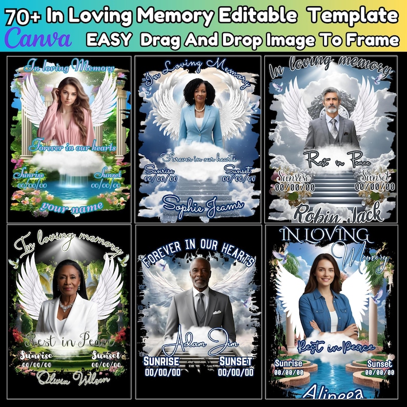 Personalized in Loving Memory Design Canva Editable Bundle, Memorial ...