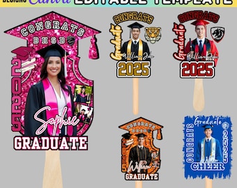 30+ Grad Fan Canva Editable Template, Class of 2025 Graduation Paddle, Editable Graduation Fan, Graduation Sign, Graduate Fans Senior 2025