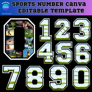 Sports Number Photo Collage Canva Frame Template, Editable Canva Template For a Numbered Photo, Canva Easy Drag And Drop, Number Photo Print