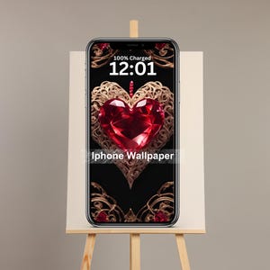 Ruby Heart iPhone-bakgrund, digital nedladdning för alla hjärtans dag