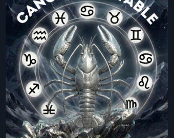 Cancer Zodiac Wall Art, Silver Crab Astrology Poster (Digital Download)