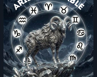 Aries Zodiac Wall Art, Silver Ram Sculpture, Astrology Poster (Digital Download)