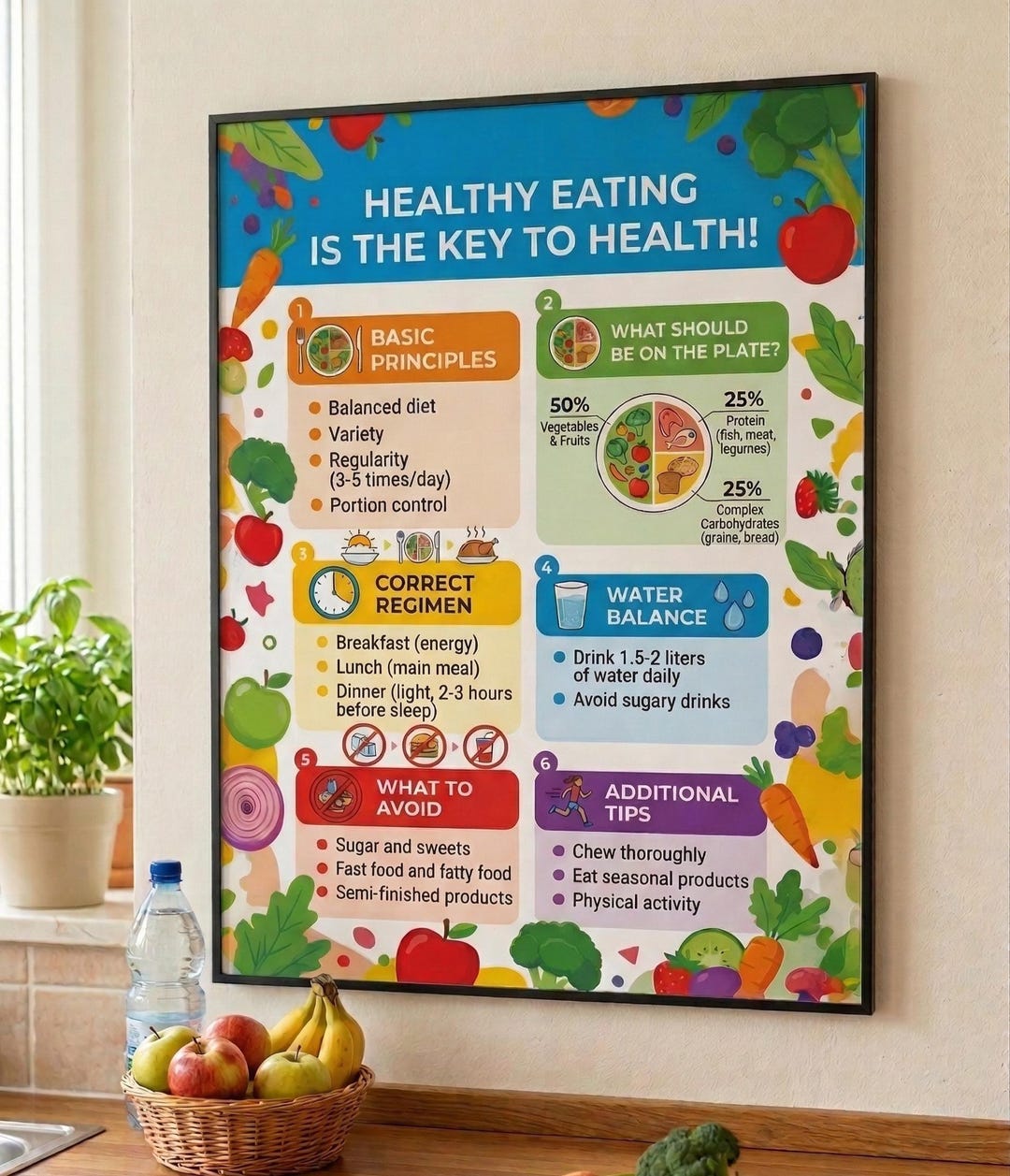 Healthy Eating Infographic Poster, Nutrition My Plate Guide, Dietitian ...