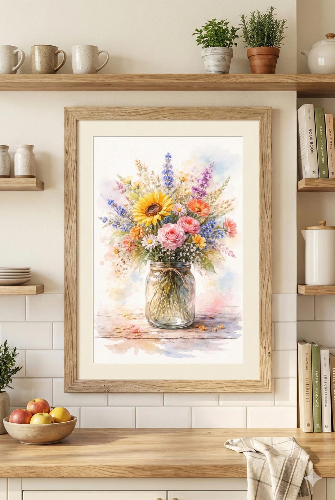 Watercolor Wildflower Bouquet Printable Wall Art, Floral Cottagecore ...