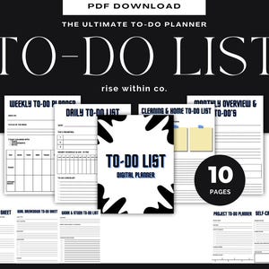 To Do List Task Tracker Digital Template Planner Productivity Planner Worksheet Daily Weekly Monthly To-Do Task Management Checklist ADHD