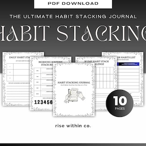 Daily Habit Stacking Tracker Weekly Habit Planner Monthly Habit Routine Tracker Digital Goal Time Management Template Digital PDF Download