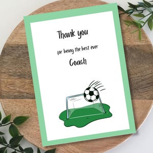 Cartão de agradecimento para treinador - Download digital - Cartão de agradecimento para treinador de futebol para impressão