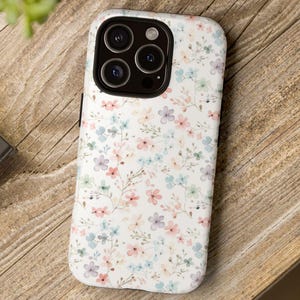 Floral Phone Case, Tough Case with Pastel Flowers, Nature Lover Gift, Cute Tech Accessories, Spring Vibes, Durable Phone Protection