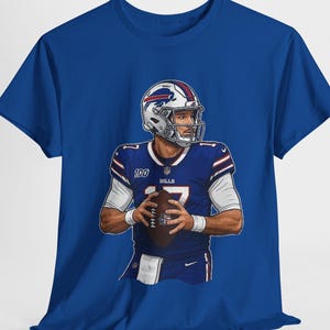 Bills NFL Legend Josh Allen Tee - Unisex Heavy Cotton Shirt for Fan Athlete, Casual Sports Graphic Top, Buffalo Football Team Supporter
