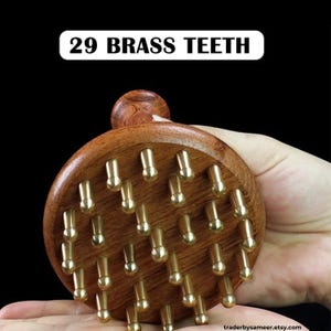 Deep Tissue Massage Tool: Wooden Body Roller with Brass Teeth