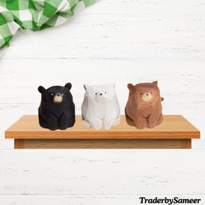 Handmade Wooden Bear Figurine: Arctic Animal Carving