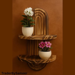 Modern Arched Wall Shelf – Minimalist Floating Wood Shelf - Wall hanging - Home Decor - Trend 2025
