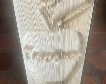 TEACHER, Handcrafted love for teachers Book Art Sculpture: Teacher Appreciation Gift