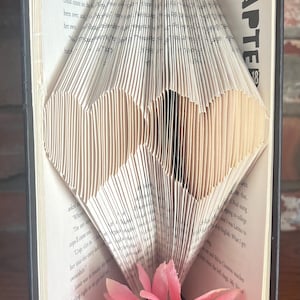 Two Hearts, home decoration, cut and fold, book art, unique heart art, decor gift, book lover gift, paper anniversary gift, Valentine&#39;s Day