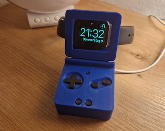 Apple Watch charging station in Game Boy Advance SP style – 3D-printed retro docking station – gift for gamers & Apple fans