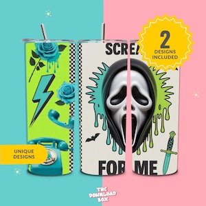 Spooky Horror Characters Tumbler Wrap PNG, Halloween Themed Digital Download, Scary Movie Tumbler Sublimation, Creepy Character Tumbler Wrap
