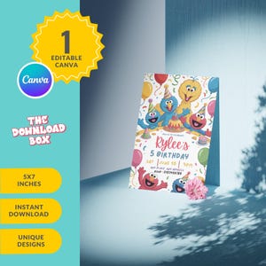 Editable Elmo Birthday Invitation | Sesame Street Digital Invite | Elmo Party Printable | Instant Download | Elmo Canva Template