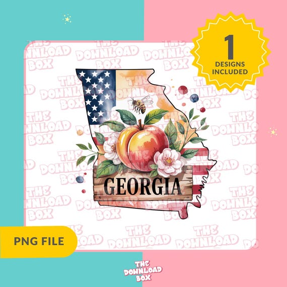 Georgia Map Png, United States of America Vector Files, Georgia Vector, State of Georgia Png, Retro Travel Design Georgia State Png