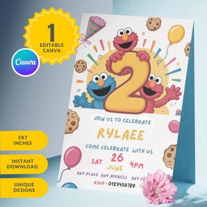 Editable Birthday Invitation Template, Printable, Birthday Party Invitations, Digital Kids Party Evite Bday Card