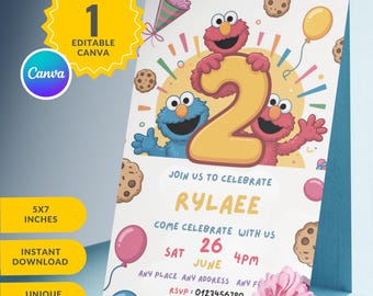 Editable Birthday Invitation Template, Printable, Birthday Party Invitations, Digital Kids Party Evite Bday Card