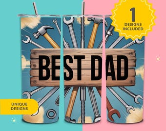 Fathers Day Tumbler Wrap, Dad Tumbler Designs, Best Dad 20oz Skinny Tumbler Wrap Png, Funny Dad Sublimation Designs Png, Digital, Png