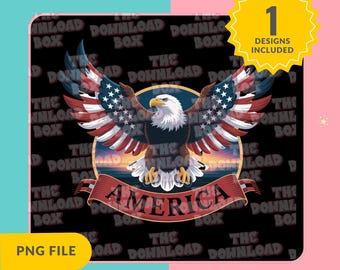 Patriotic Eagle USA Clipart Bundle, American Eagle PNG, 4th Of July PNG Clipart, America Independence Day Clipart, Digital Commercial Use