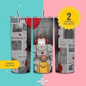 Horror movie characters 20 oz skinny tumbler wrap, Killer friend Halloween tumbler, Scary movie png, Scary horror tumbler sublimation design
