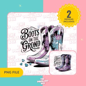 Boots on the Ground PNG, Rhinestone Cowgirl Boots Graphic Design, Unique Western Design, Artwork for Prints, Tshirts, DIYs, Shirt Clipart