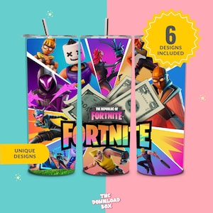 FortXnite Cartoon Characters Tumbler Wrap, Game 20 oz Skinny Tumbler Png, Game Characters Tumbler Sublimation Png, Instant Digital Download