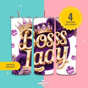 20oz Boss Lady Pink PNG | Sublimation Tumbler Wrap | Digital Download for Tumbler Designs