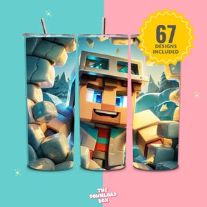 Mine-croft Game 20 oz Skinny Tumbler Sublimation Design Digital, Video game Tumbler Wrap, Straight skinny Png Design, Game lover Png