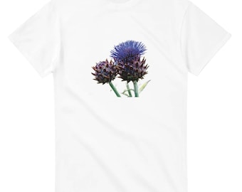 Camiseta com estampa de flor de cardo: estampa floral escocesa, 100% algodão