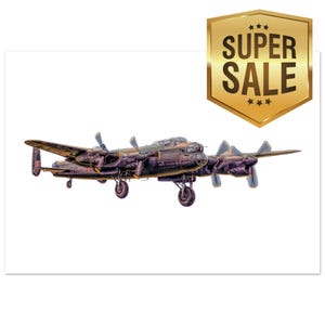 Iconic Lancaster Bomber Fine Art Poster | Military Aviation Enthusiasts | Battle of Britain Museum-Quality Matte Paper | Ideal Man Cave