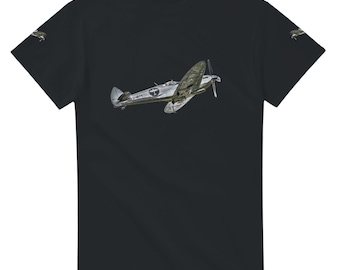Silver Spitfire Round the World Tour T-Shirt by Nick Mellor - Military Aviation Tee