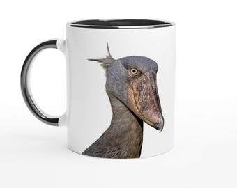 Wildlife Lover's Shoebill Portrait Coffee Mug | Vibrant 11oz Ceramic Cup for Bird Enthusiasts | Perfect Gift for Nature Lovers