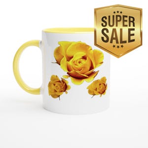Yellow Roses Mug – Beautiful Flower Design, 11oz Ceramic Coffee Mug for Gardeners, Floral mug, Rose Enthusiasts, Yellow roses Mug, Fine Art,