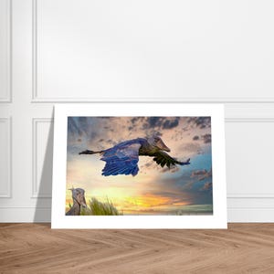 Incredibile poster artistico di Shoebill - Stampa Giclée vibrante, finitura opaca ecologica, perfetta per gli amanti degli uccelli e dell'arte