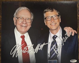 Fotografía autografiada de 8x10 pulgadas de Warren Buffett y Bill Gates