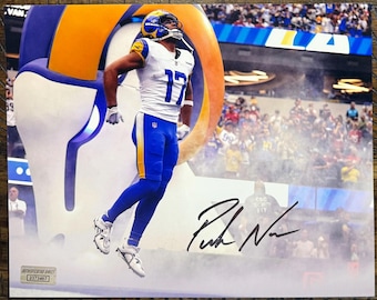 Foto autografiada de Puka Nakua Los Angeles Rams 8x10