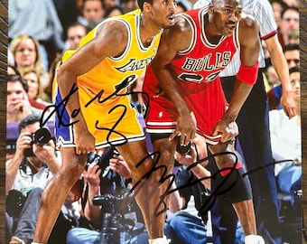 Fotografía autografiada de 8x10 de Michael Jordan y Kobe Bryant