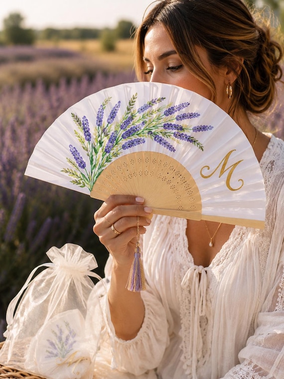 Lavender Wedding Fan | Personalized Fan | Bridal Favor | Rustic Wedding Guest Gift
